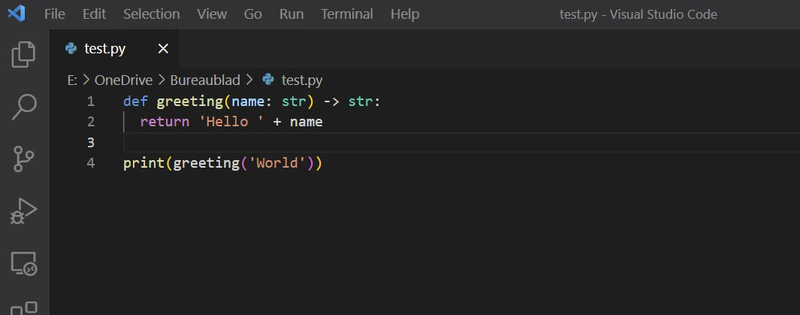 Visual Studio Code met Python-code