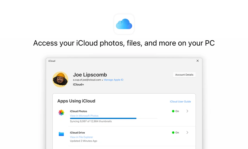 Hero image van iCloud voor Windows