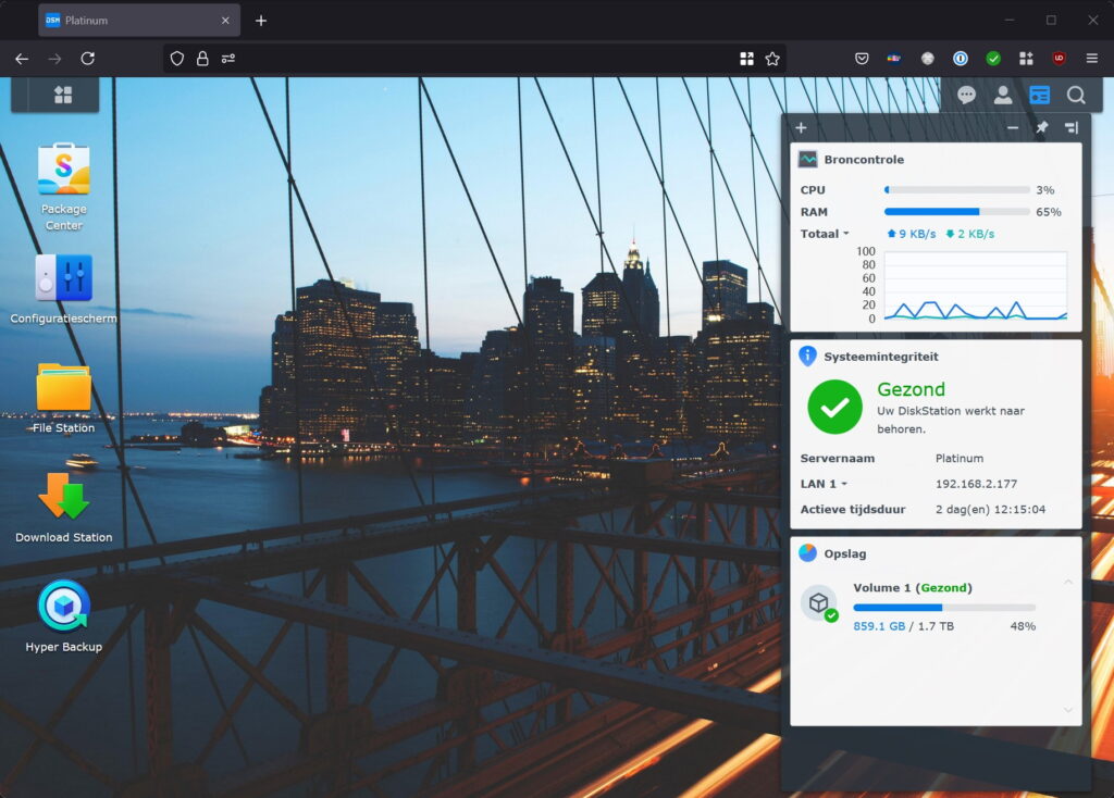 Screenshot DSM 7 in een webbrowser