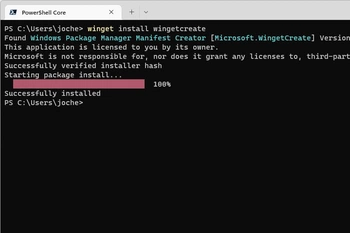 Screenshot winget in Windows Terminal