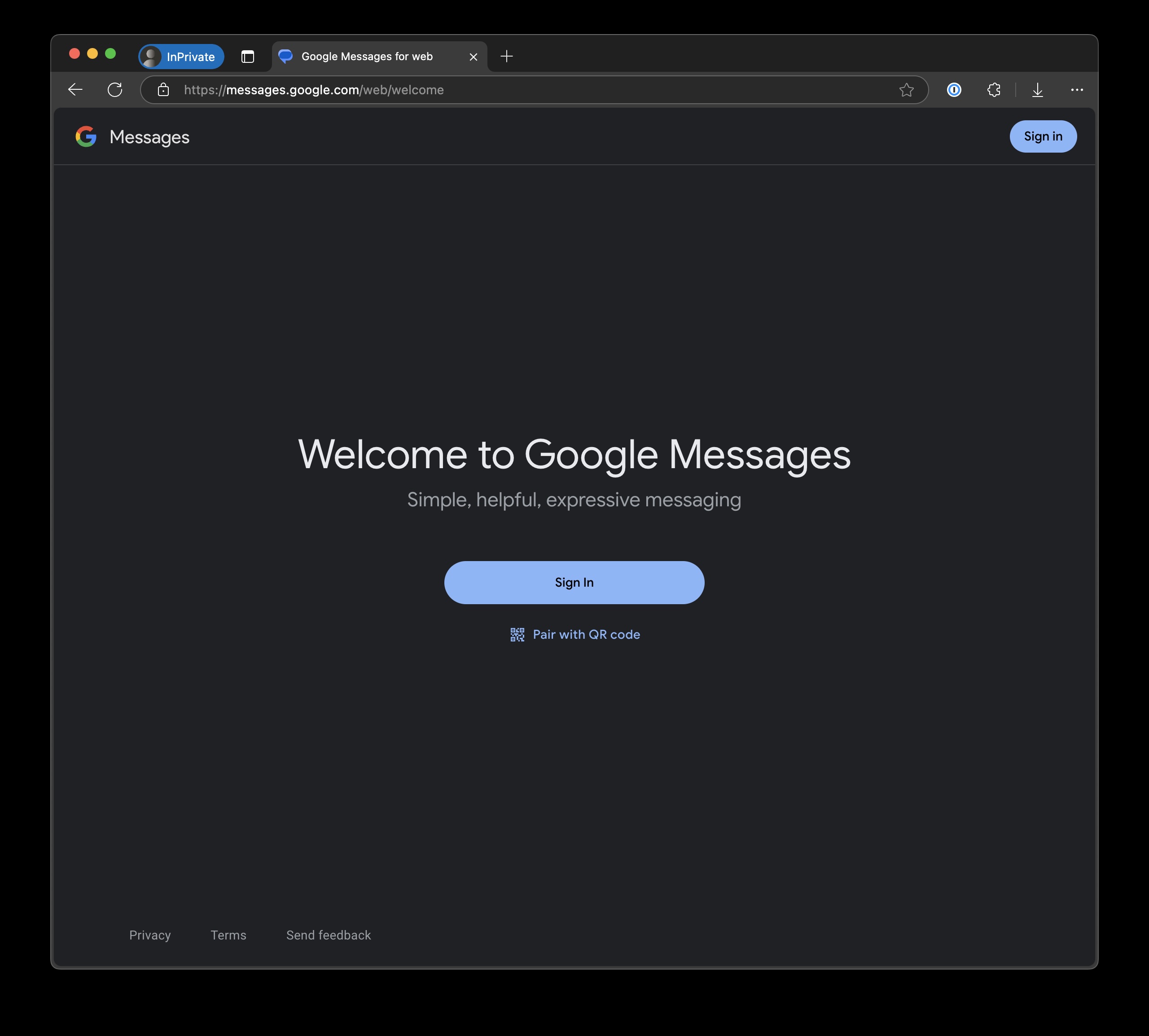 Screenshot of Google Messages