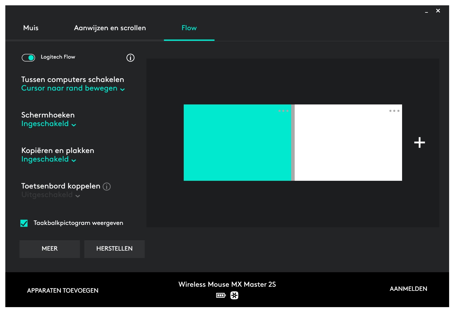 Screenshot Flow configureren in Logitech Options