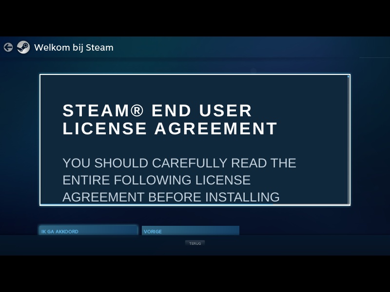 Screenshot SteamOS-opzetwizard