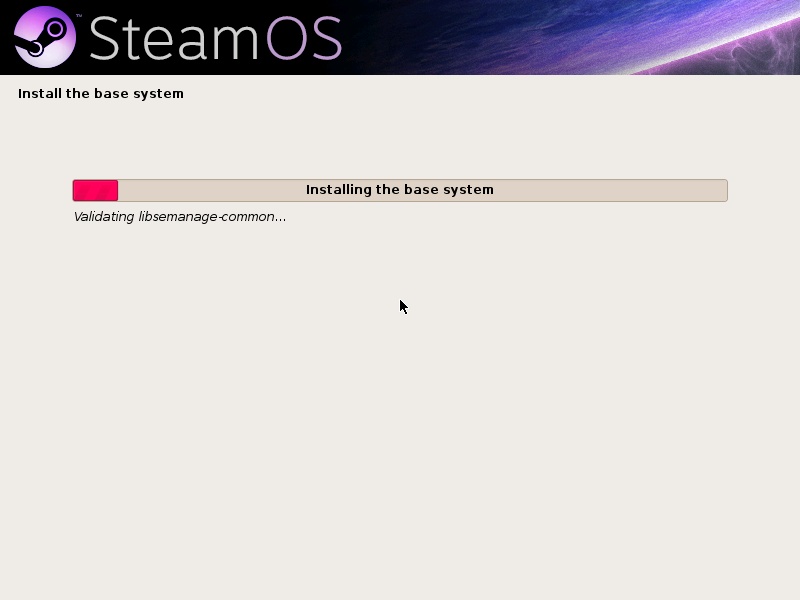 Screenshot SteamOS-installatie