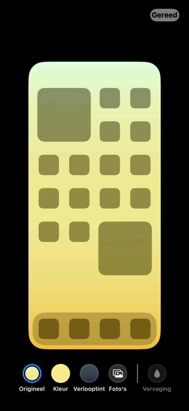 Screenshot achtergrond van beginscherm aanpassen.