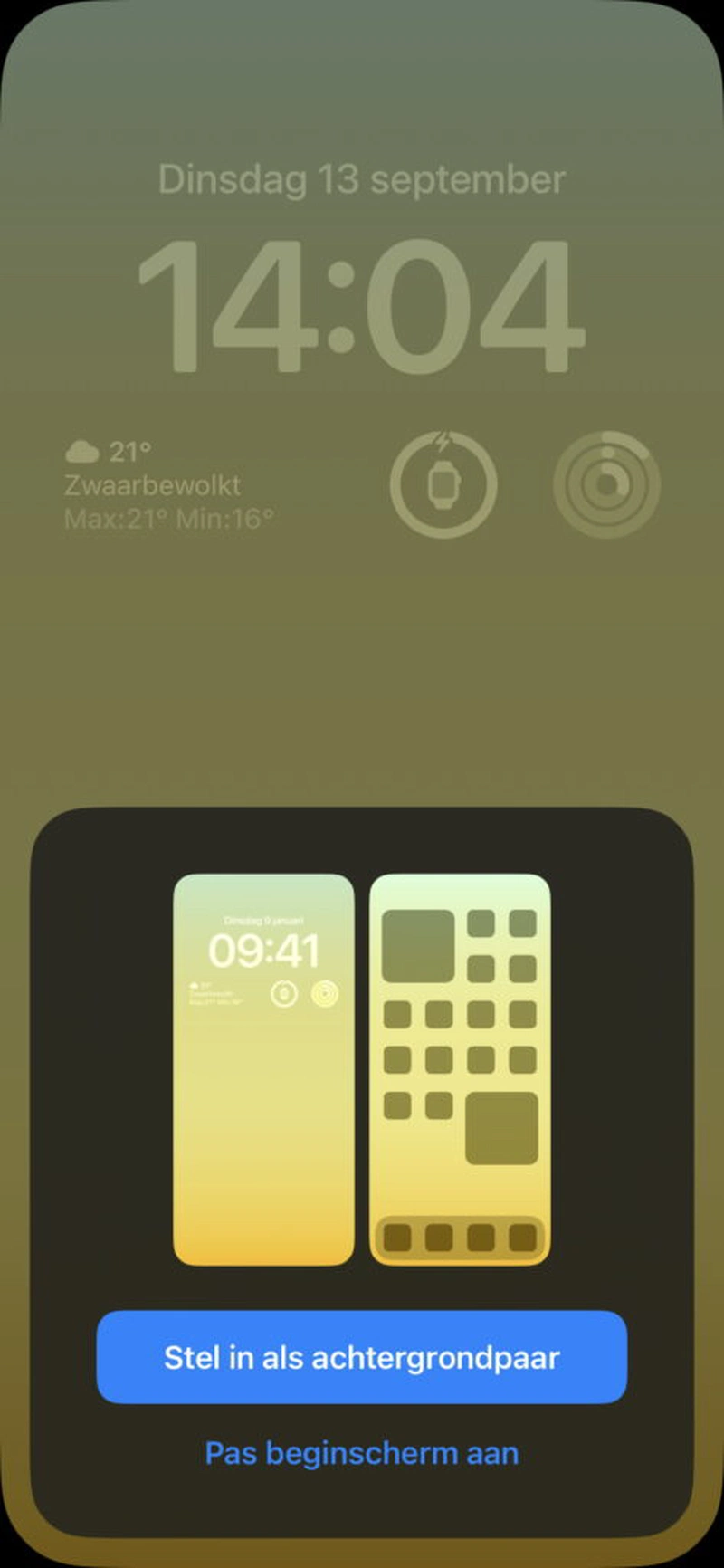 Screenshot bijgewerkte lockscreen opslaan.
