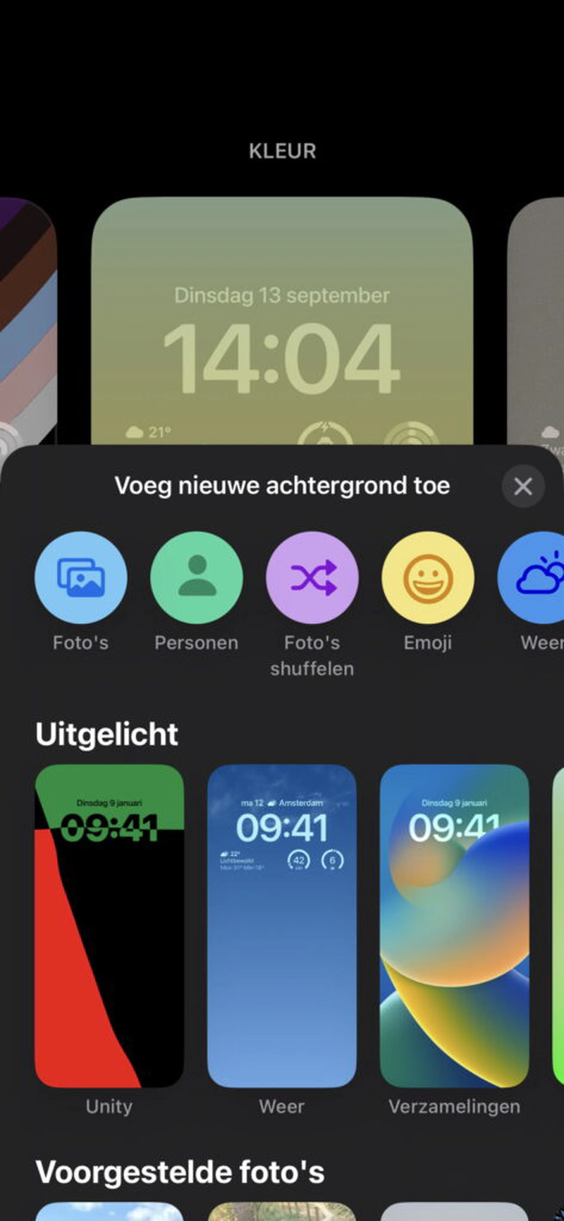 Screenshot toevegen van nieuwe achtergrond.