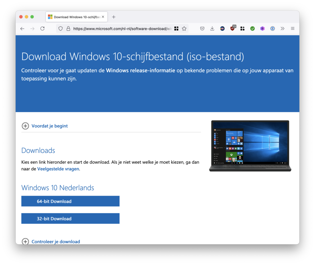 Screenshot Windows-installatiebestand downloaden