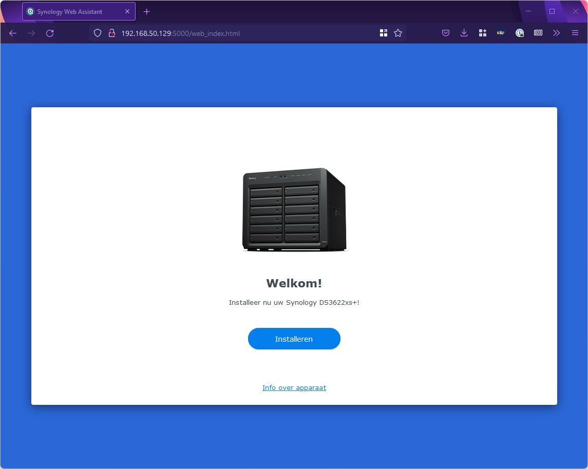 Screenshot stap 1 Synology opzetten