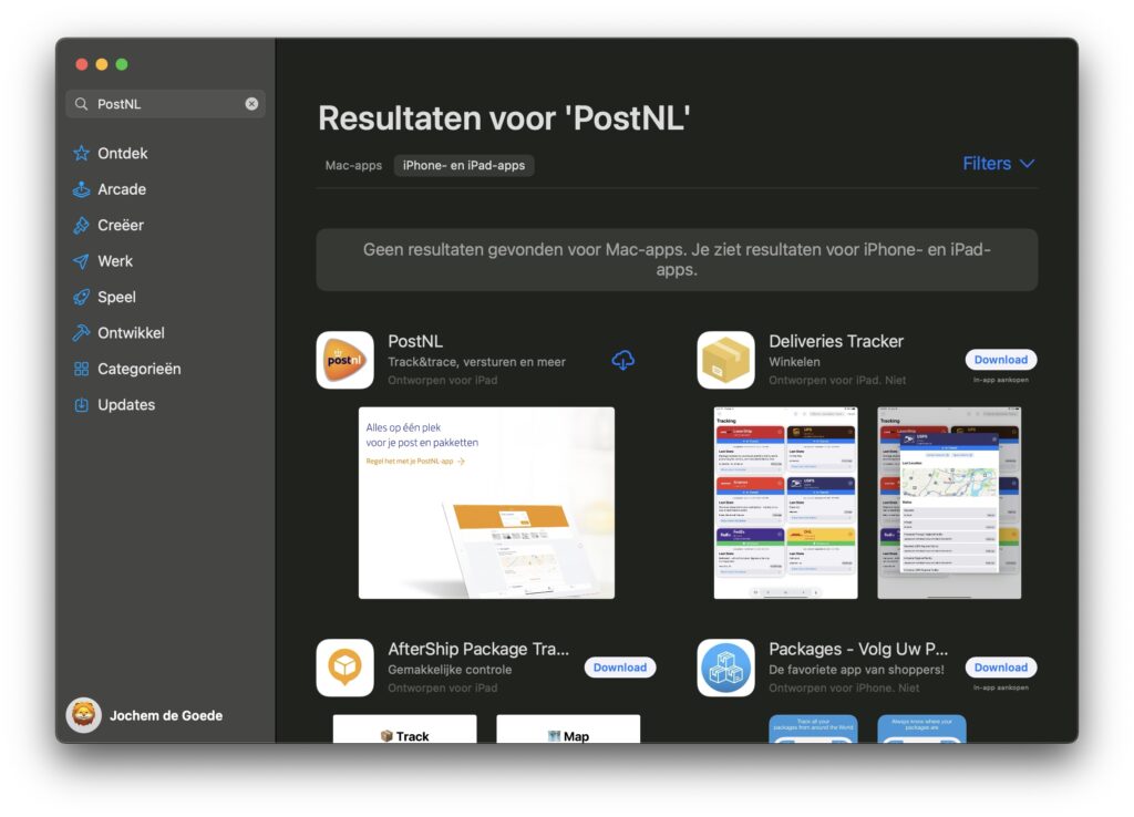 Screenshot van Mac App Store met iPad-apps