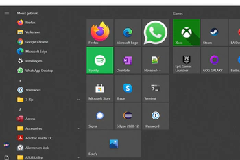 Screenshot Startmenu Windows 10