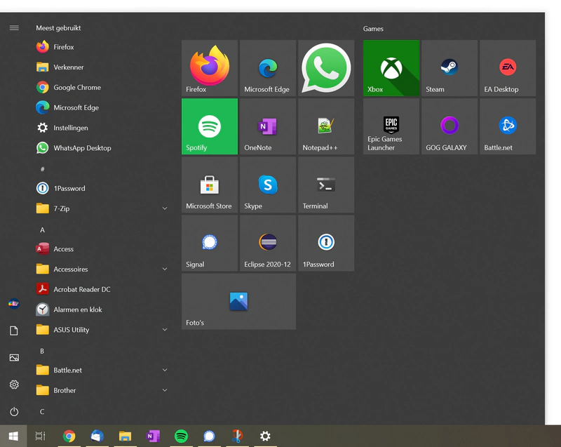 Screenshot Startmenu Windows 10