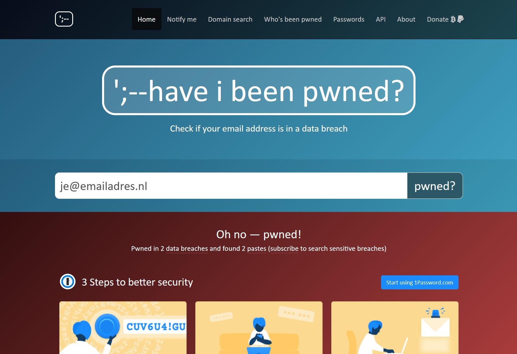 haveibeenpwned screenshot