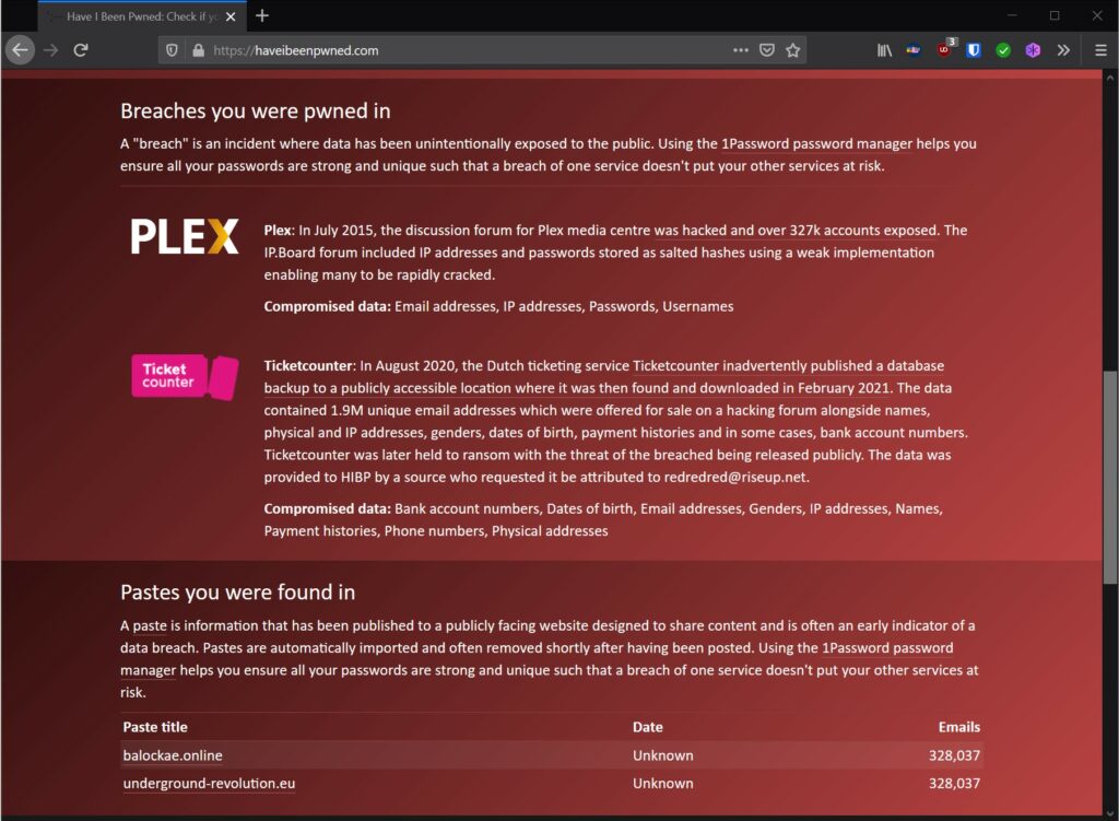 haveibeenpwned - pwned
