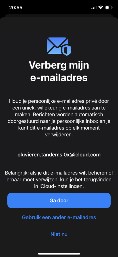 Screenshot nieuw e-mailadres toevoegen