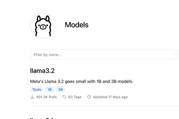 Screenshot van Ollama's website