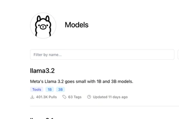 Screenshot van Ollama's website