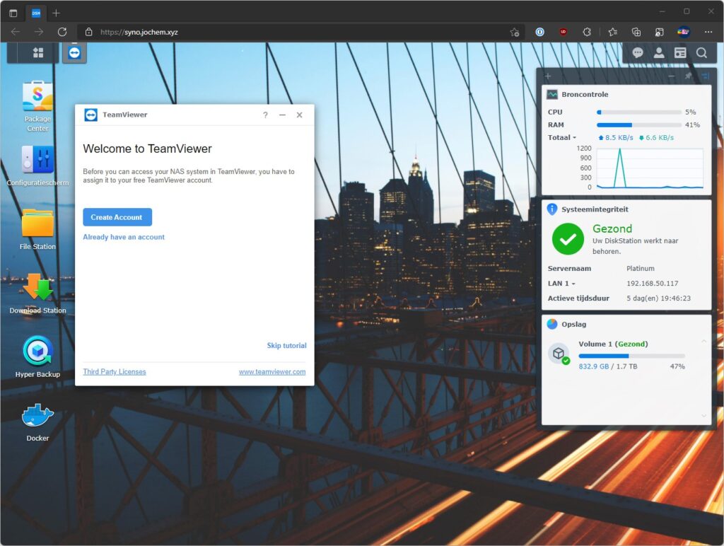 Screenshot TeamViewer-app in Synology DSM
