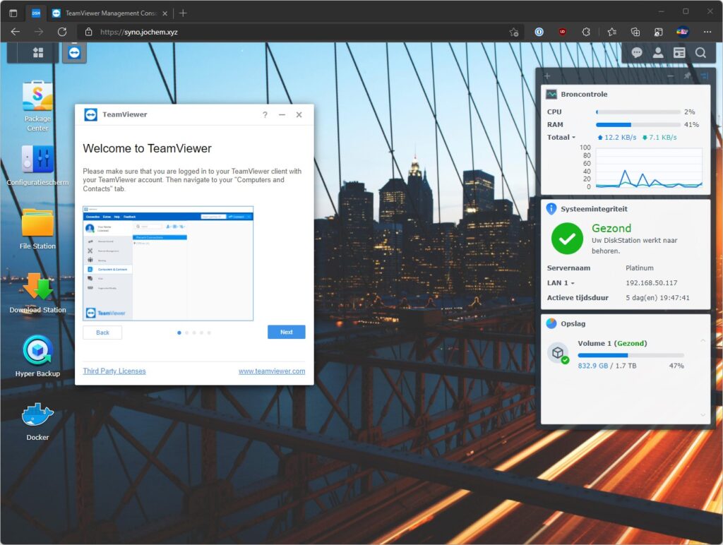 Screenshot tutorial TeamViewer-app Synology DSM