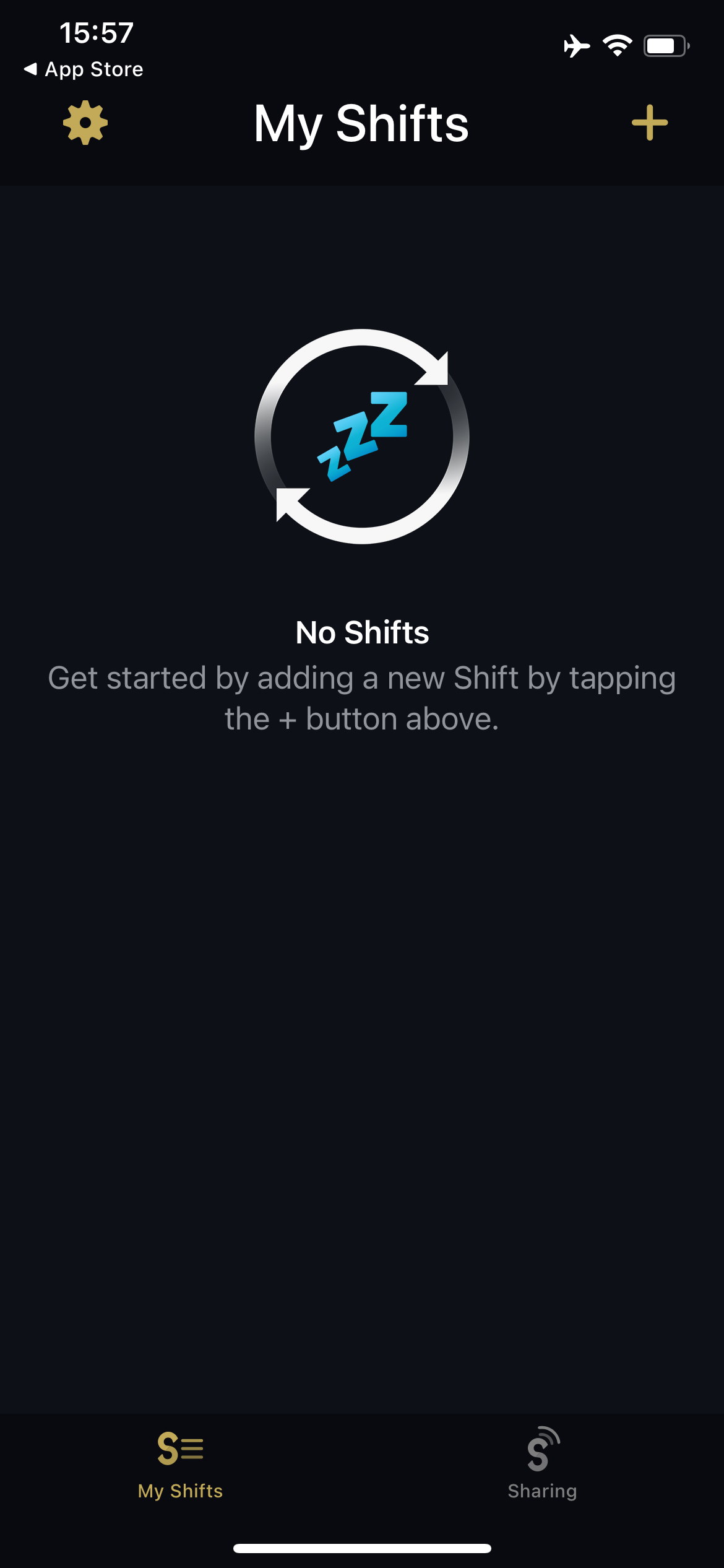 Screenshot SongShift: nog geen shifts aangemaakt