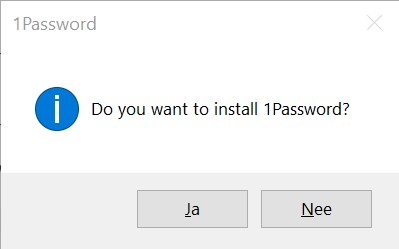 Screenshot installatie 1Password Windows