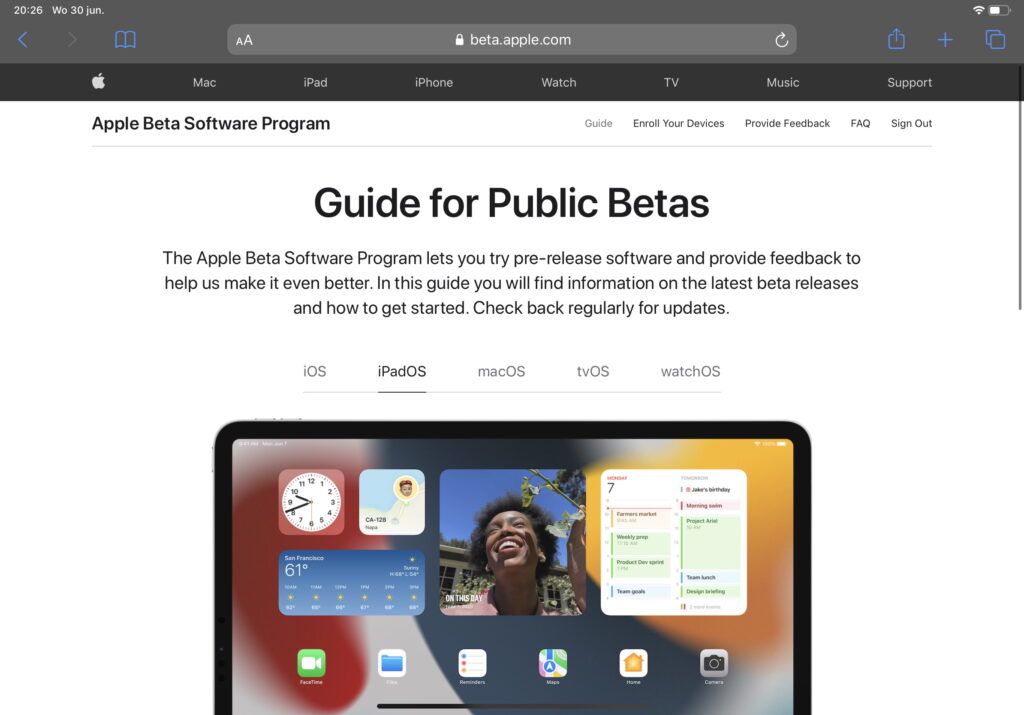 Screenshot website Apple