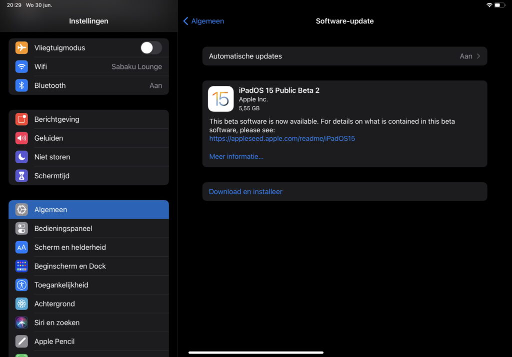 Screenshot download iPadOS 15 Public Beta