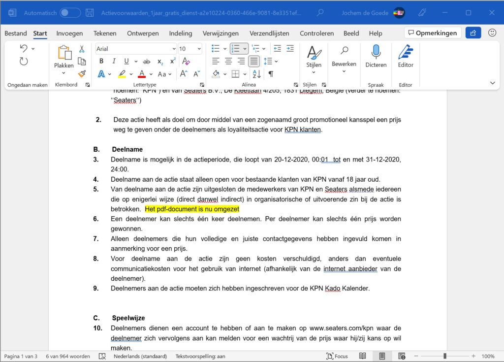 Screenshot bewerken van een PDF in Word