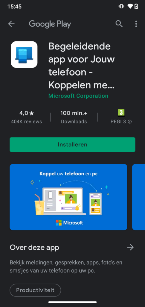 Schermafdruk van Google Play - Begeleidende app voor Jouw telefoon