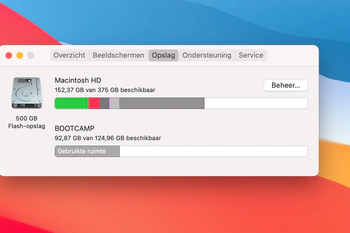Screenshot van opslagoverzicht op Mac