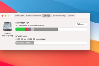 Screenshot van opslagoverzicht op Mac