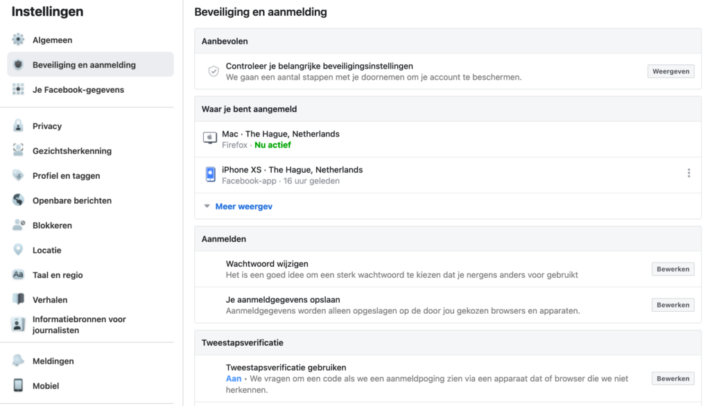 Screenshot Facebook-tweestapsverificatie inschakelen begin