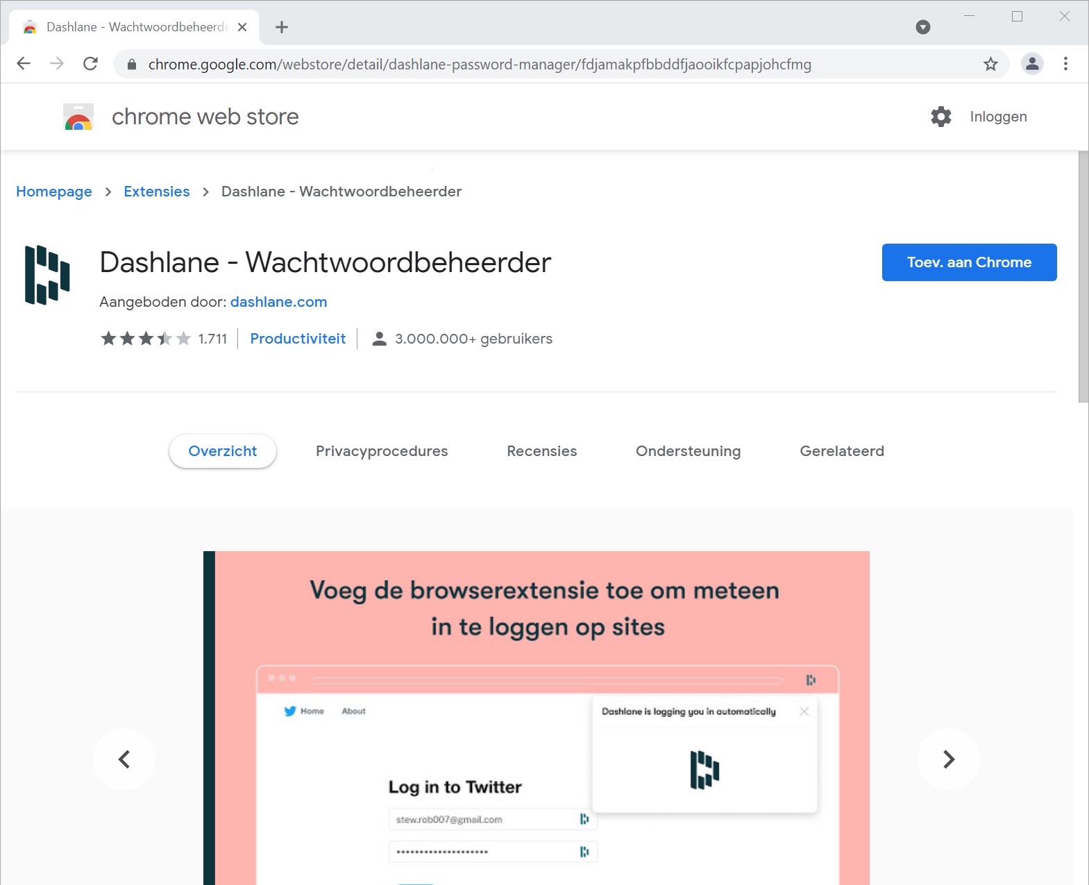 Screenshot Chrome webstore