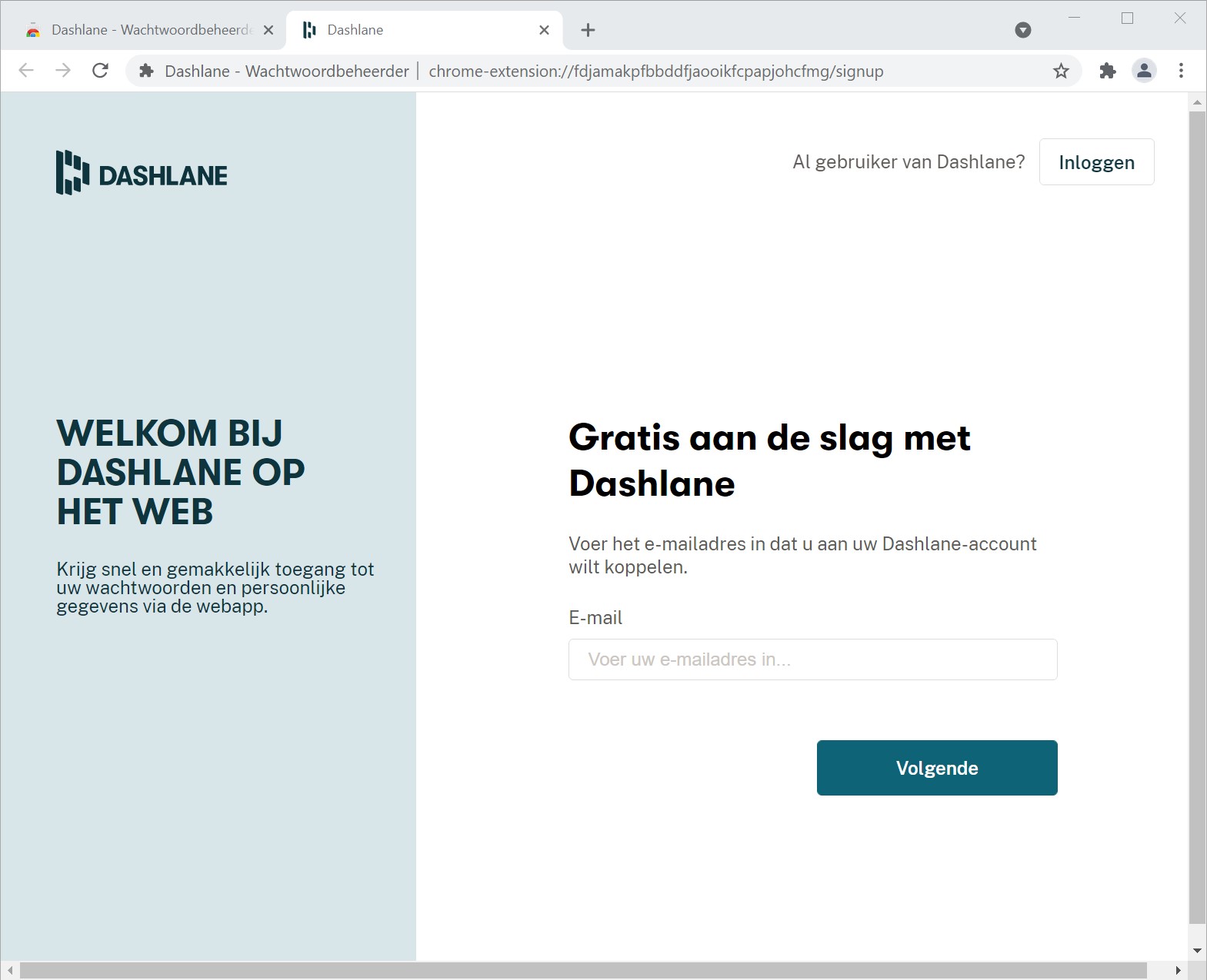 Screenshot registreren Dashlane