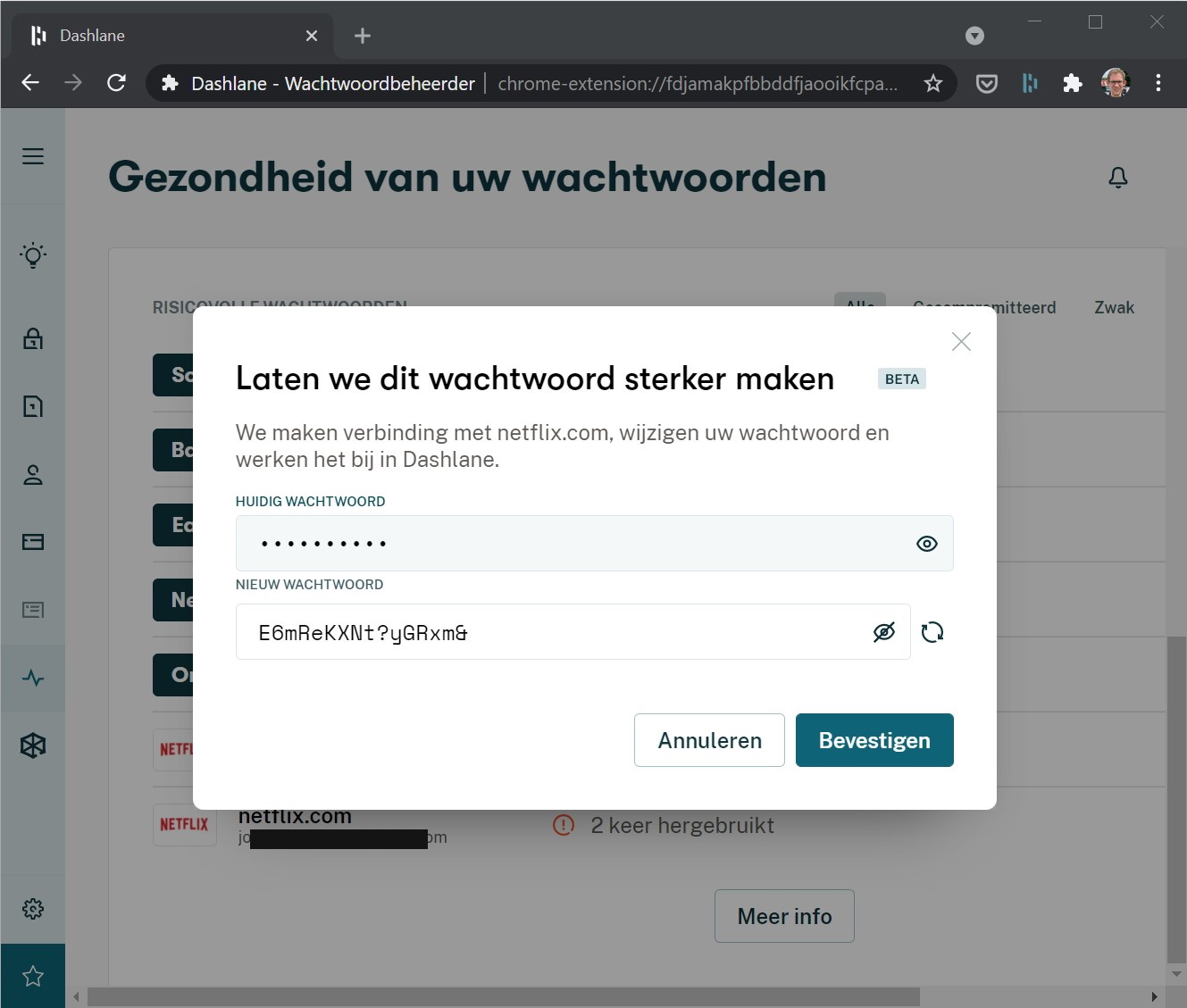 Screenshot automatisch wachtwoord wijzigen