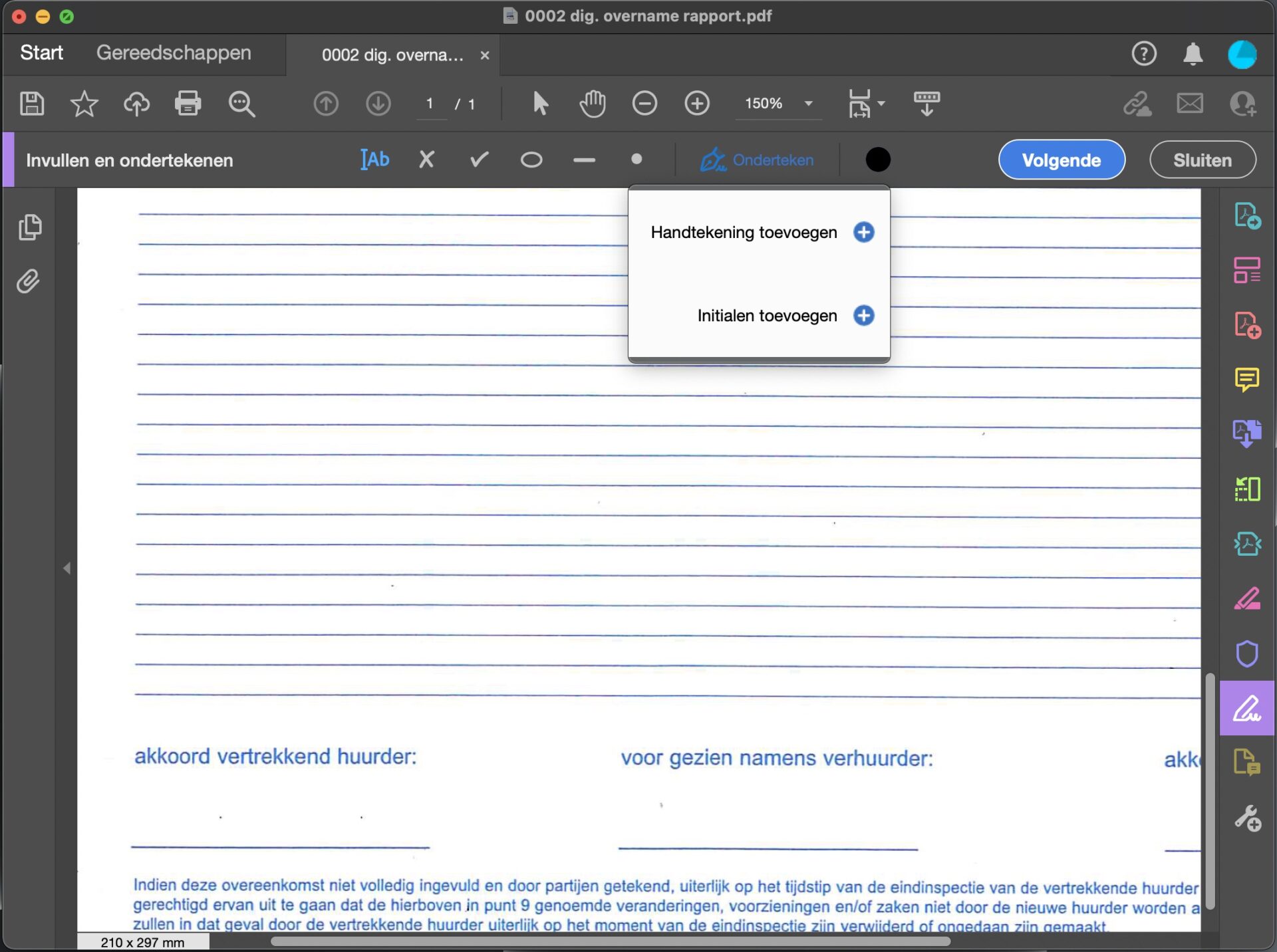 Screenshot handtekening invoegen in pdf-document