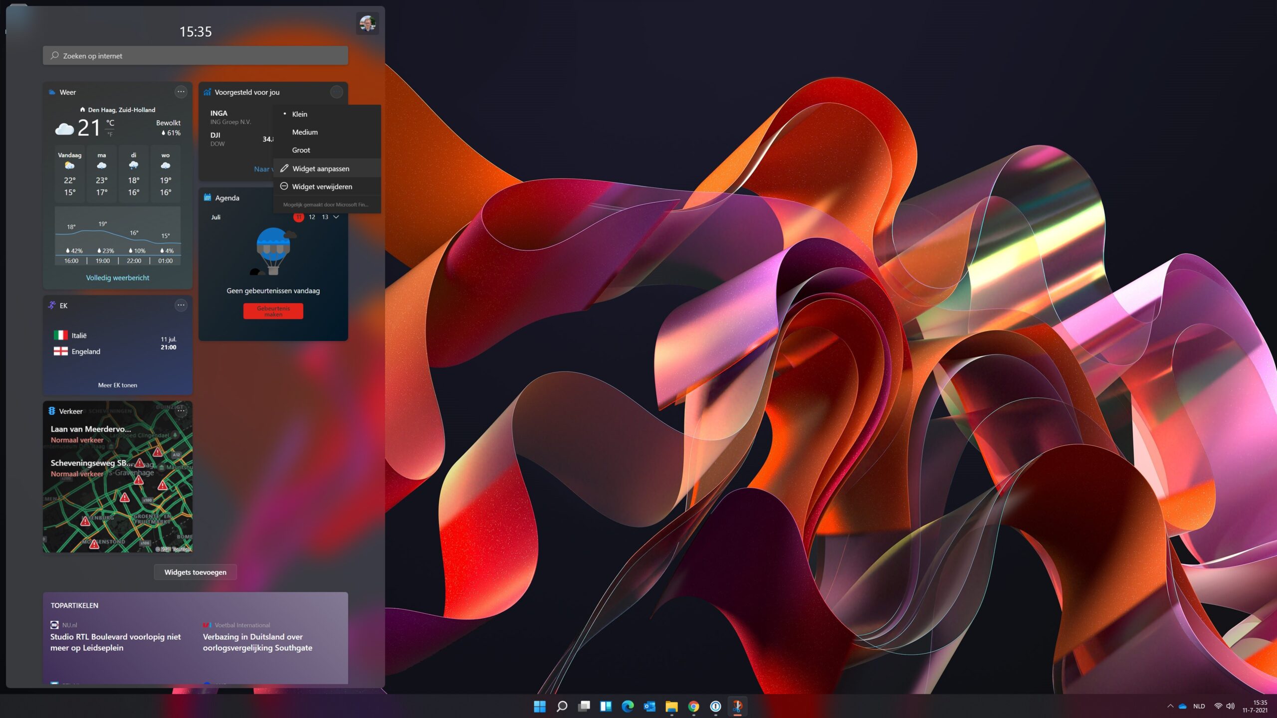 Screenshot Widget bewerken in Windows 11