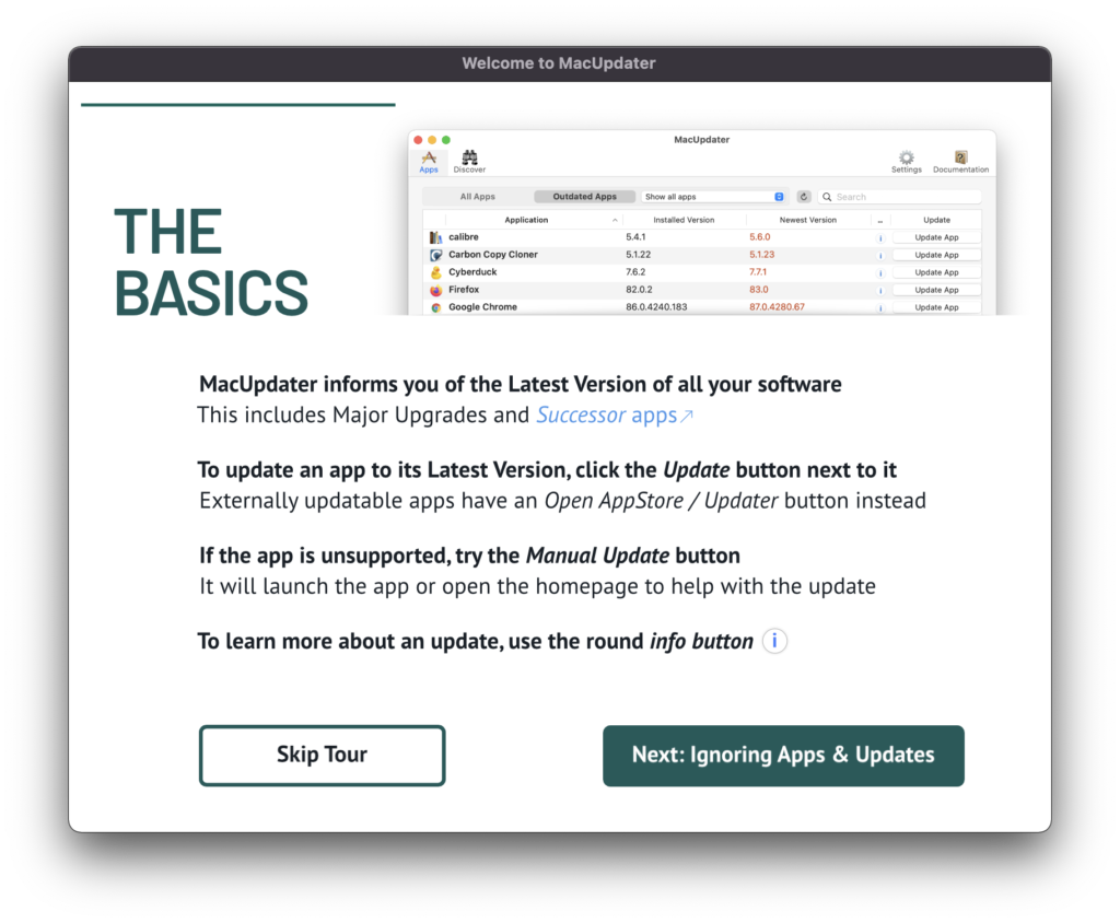 Screenshot MacUpdater 2 tour