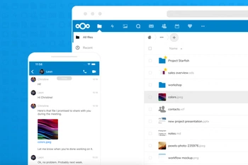 Screenshot van Nextcloud in browser en smartphone