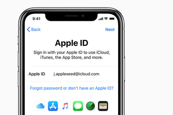 Screenshot inloggen op Apple ID op iPhone