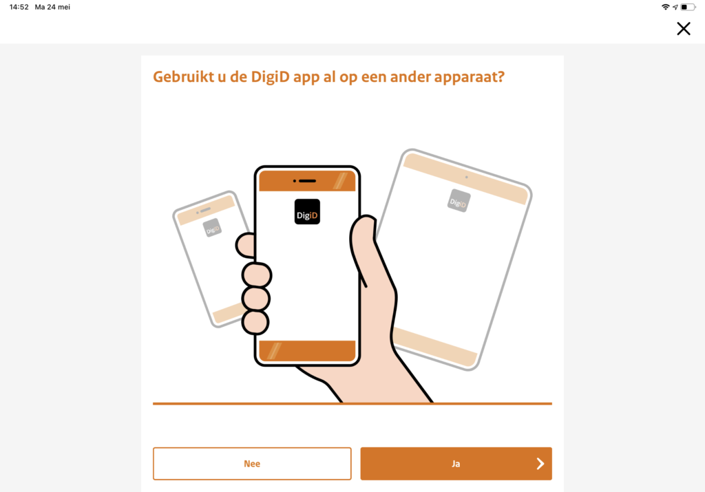 Screenshot of app al op ander apparaat staat