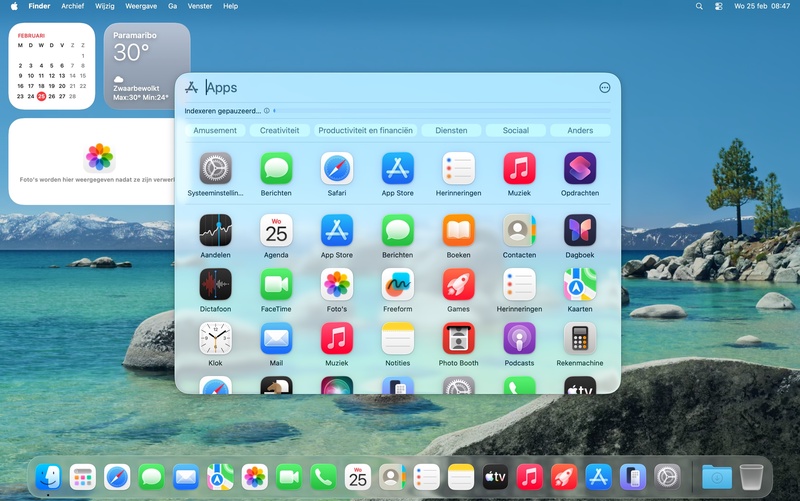 Screenshot van het Apps-menu van Spotlight