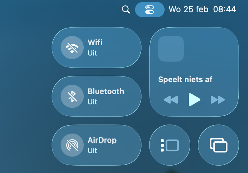 Screenshot van bedieningspaneel Mac