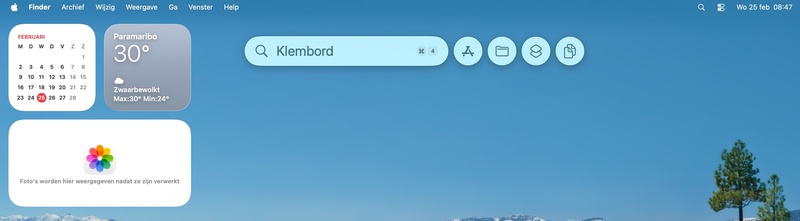 Screenshot van Spotlight met het klembord actief