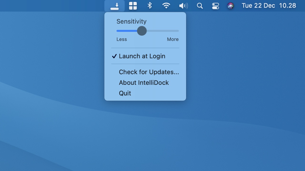 Screenshot van de IntelliDock-configuratie