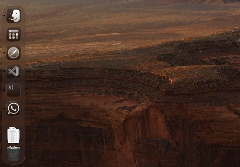 Screenshot van de dock in macOS Tahoe