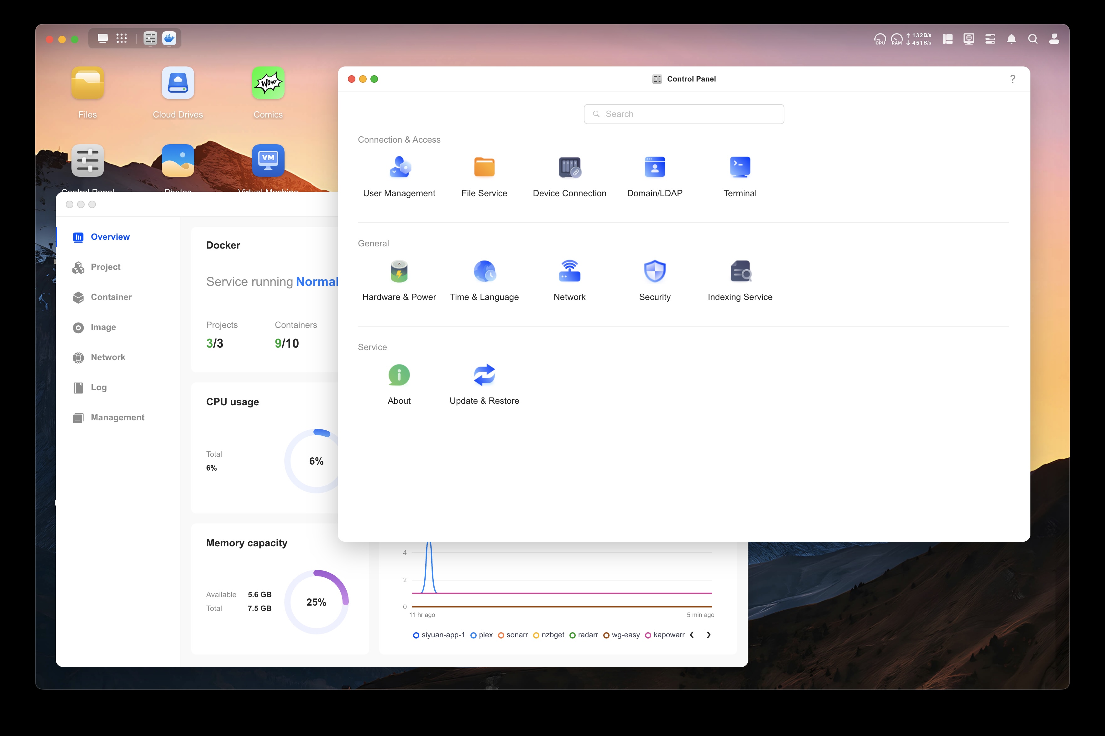 Screenshot of the UGOS control panel