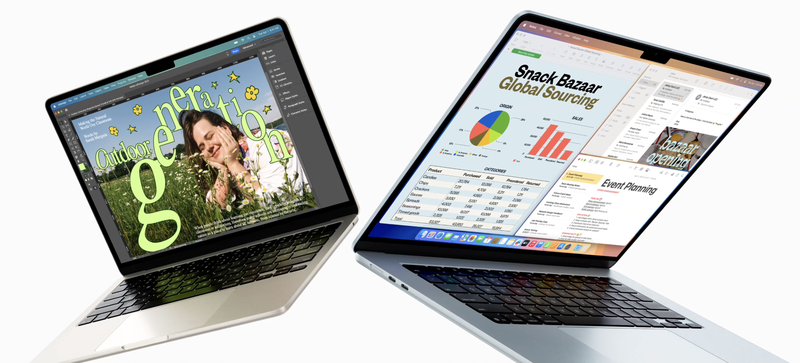 Foto van twee MacBook Air-laptops