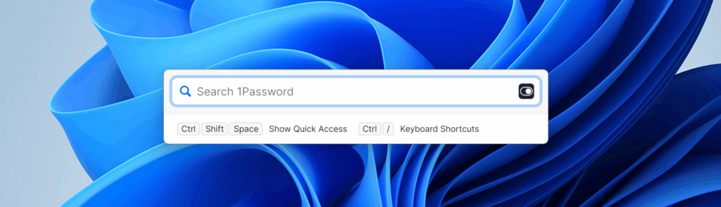 Screenshot Quick Access van 1Password 8