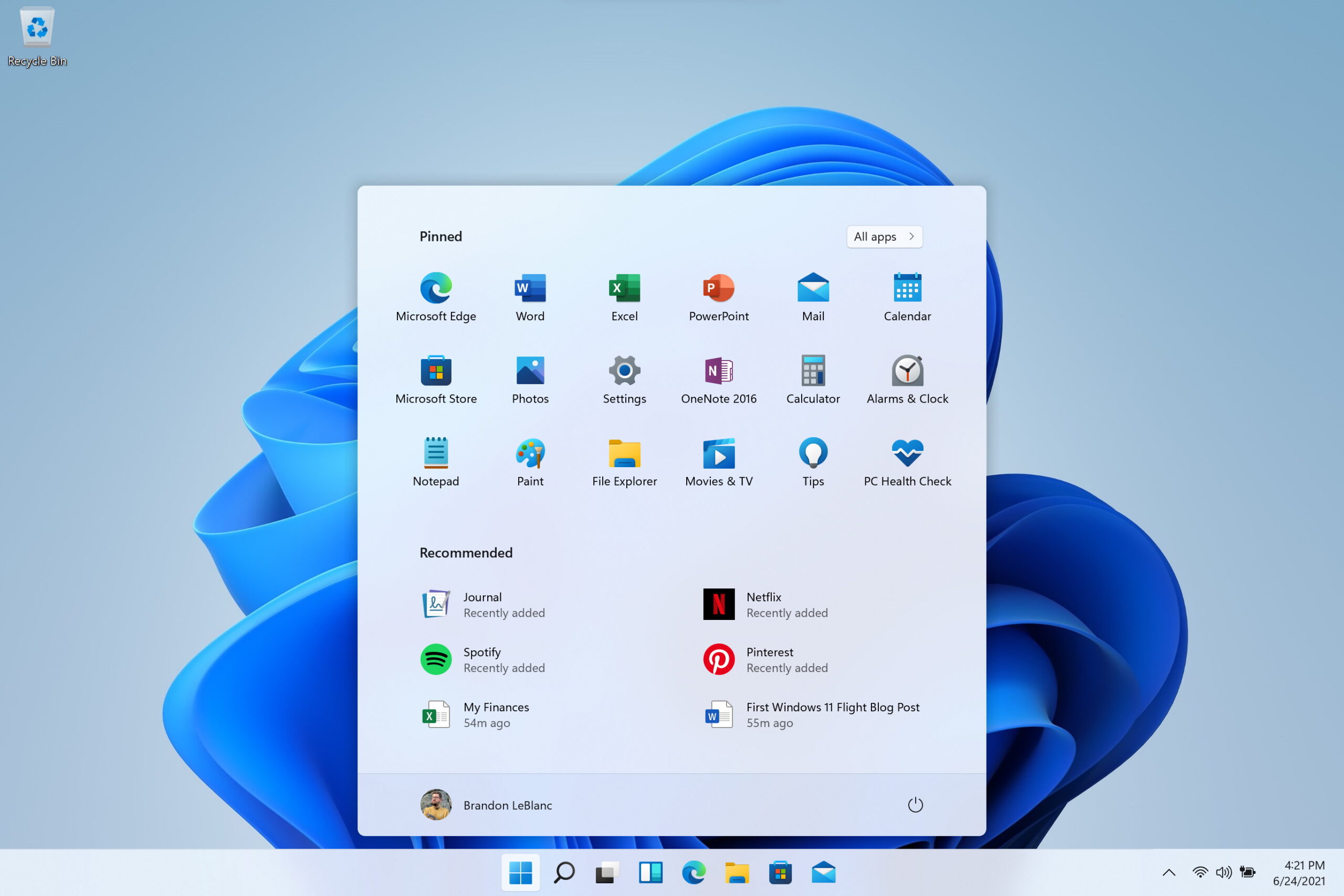 Screenshot Windows 11 Start